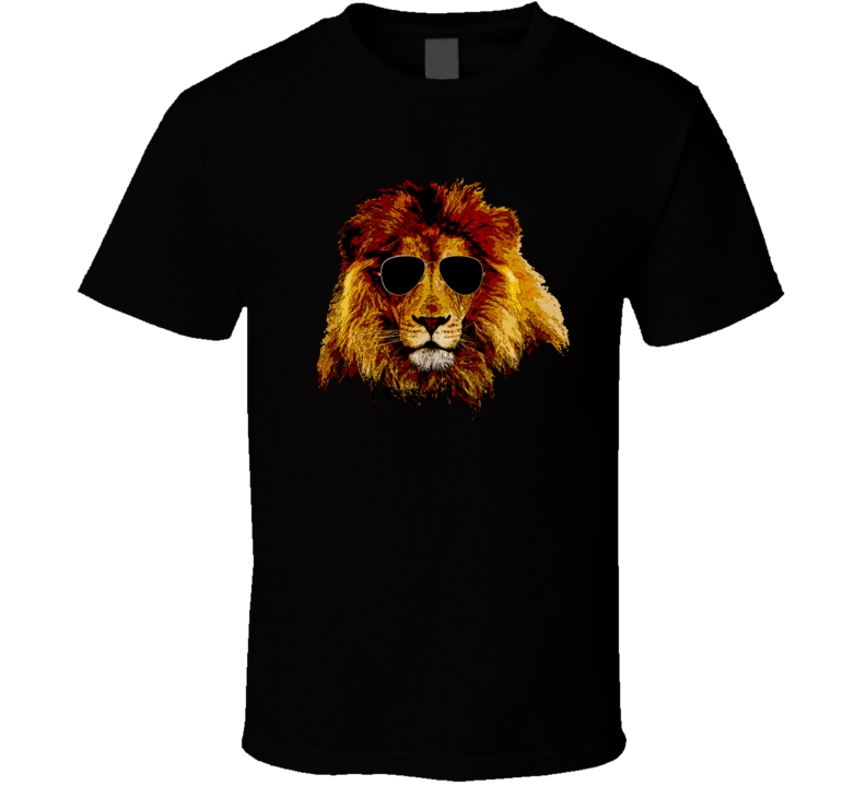 Lion Sunglasses Cool Animal Fan T Shirt