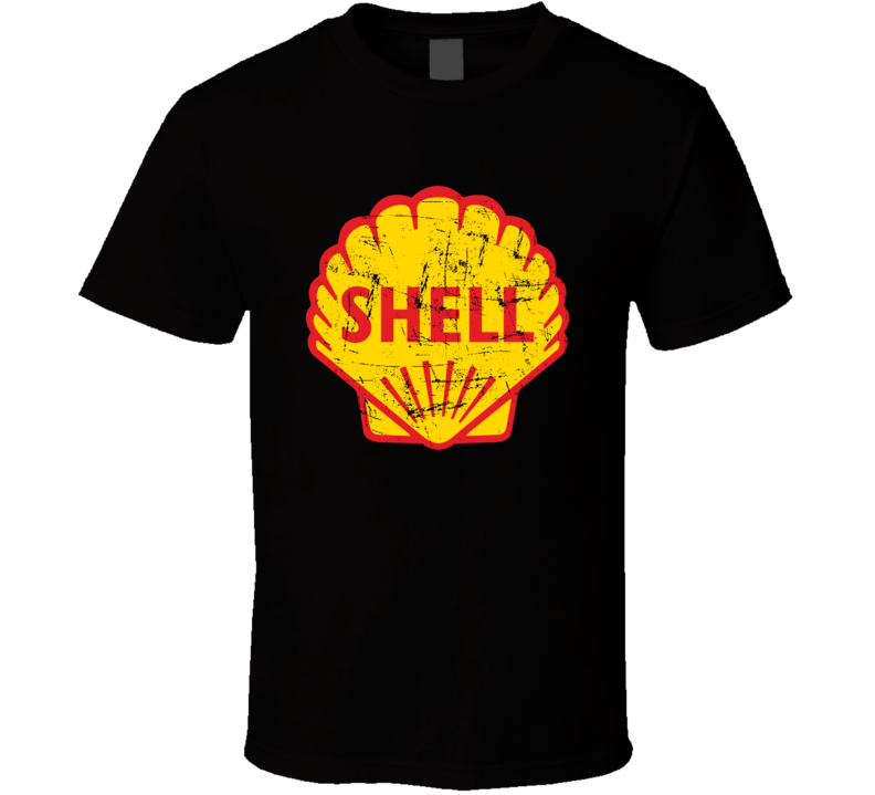 Shell Old Retro Distressed Logo Oil Fan T Shirt