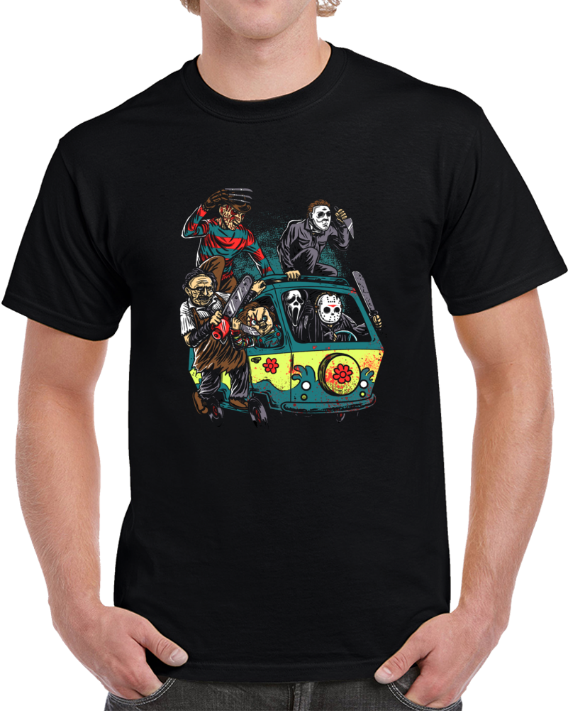 Mystery Machine Parody Funny Killers Jason Freddy Cool Fan T Shirt